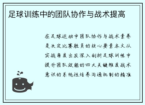 足球训练中的团队协作与战术提高
